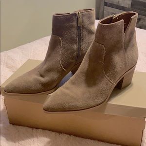 Tan suede Franco Sarto booties
